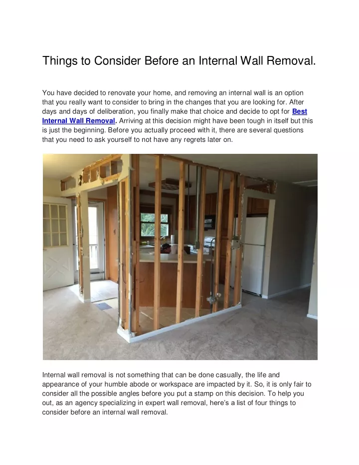 things to consider before an internal wall removal