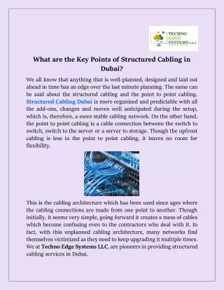 what are the key points of structured cabling