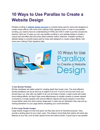 10 Ways to Use Parallax to Create a Website Design