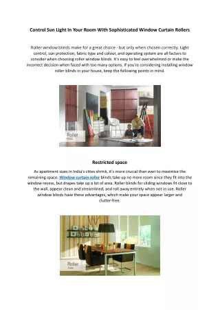 control sun light in your room with sophisticated