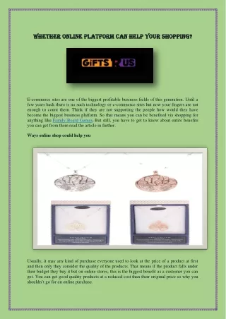 Whether online platform can help your shopping