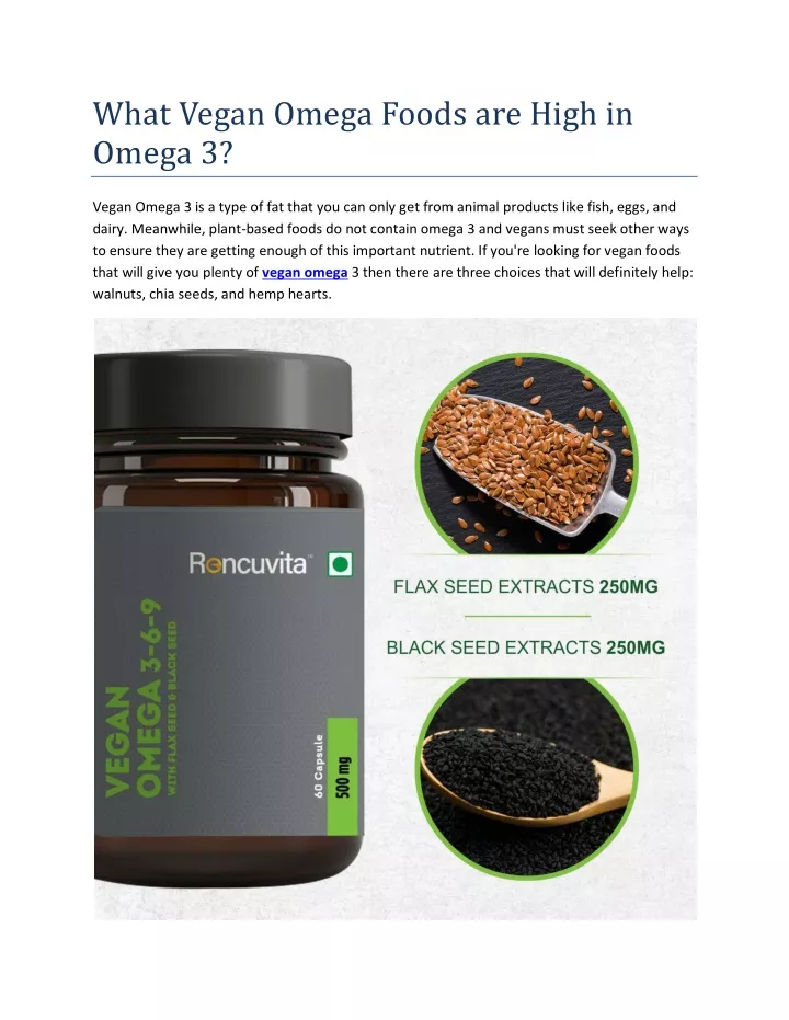 what vegan omega foods are high in omega 3