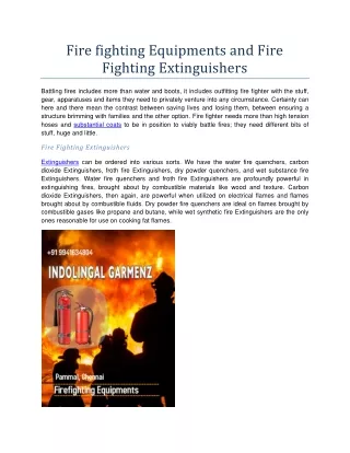 fire fighting equipments and fire fighting