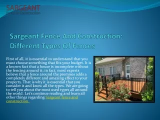 sargeant fence and construction different types of fences