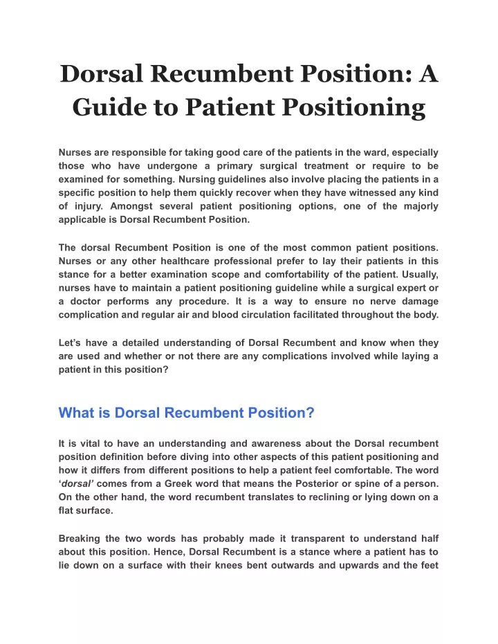 dorsal recumbent position a guide to patient