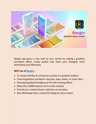 Make your Stories more attractive by using Rangin app