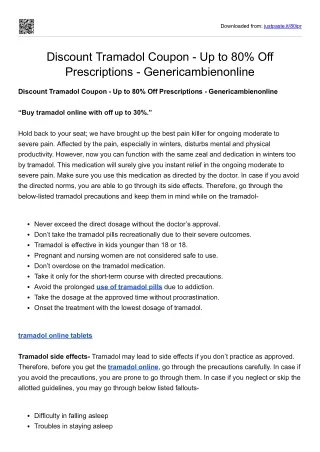 Discount Tramadol Coupon - Up to 80% Off Prescriptions - Genericambienonline