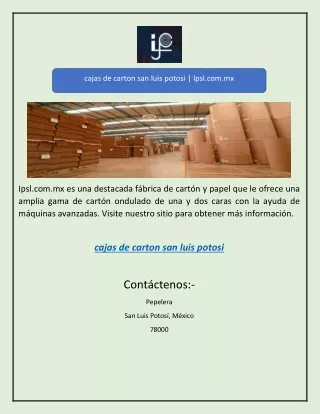 cajas de carton san luis potosi | Ipsl.com.mx