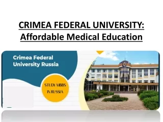 CRIMEA FEDERAL UNIVERSITY - Affordable Medical Education