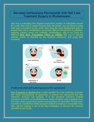 Decrease hairlessness Permanently with Hair Loss Treatment Surgery in Bhubaneswar