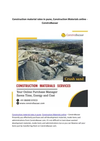 Construction material rates in pune, Construction Materials online - ConstroBazaar