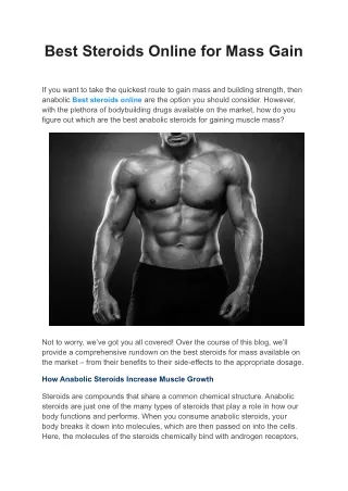 Best Steroids Online for Mass Gain