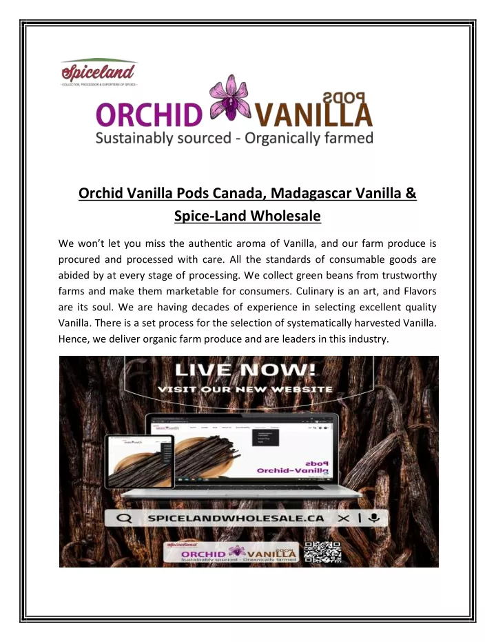 orchid vanilla pods canada madagascar vanilla