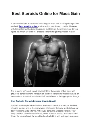 Best Steroids Online for Mass Gain
