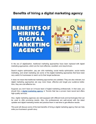Benefits of hiring a digital marketing agency