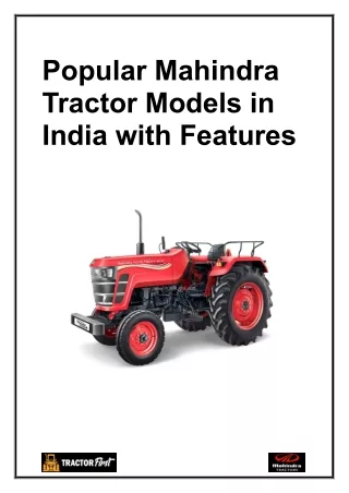 Popular Mahindra Tractor Models In India With Features