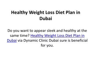 Healthy Weight Loss Diet Plan in Dubai