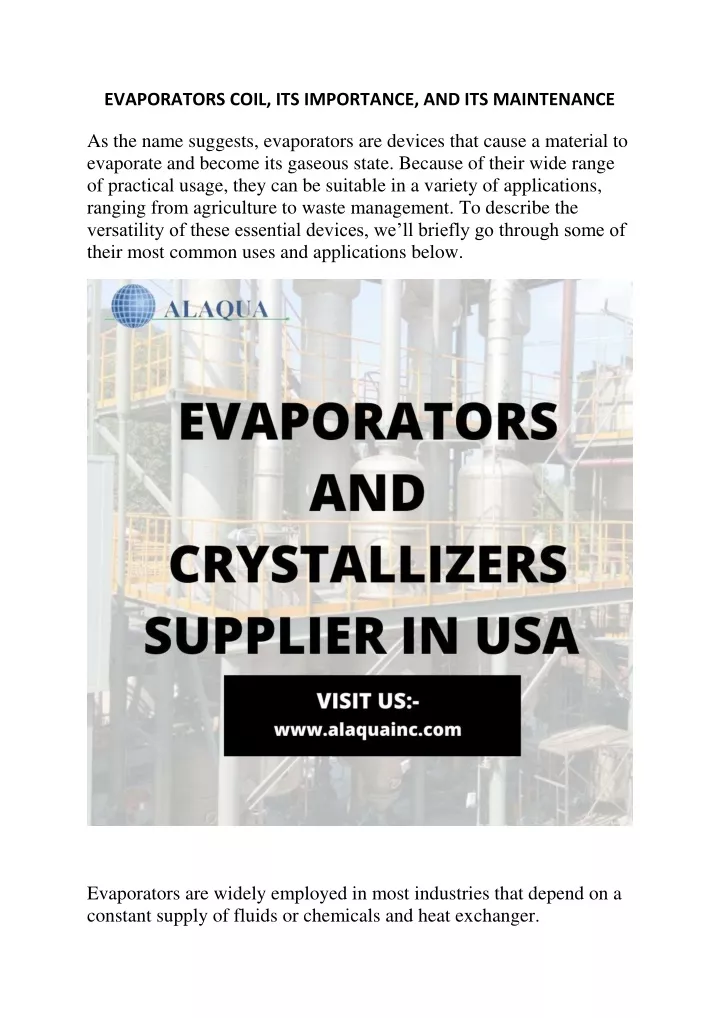 evaporators coil its importance