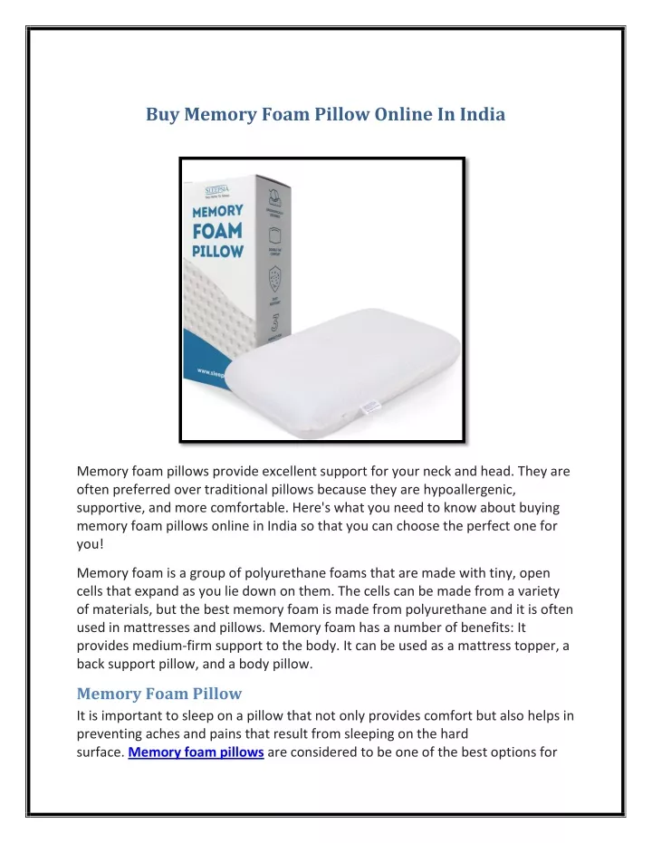 buy memory foam pillow online in india