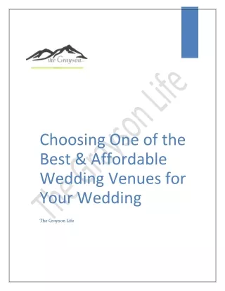 Choosing One of the Best & Affordable Wedding Venues for Your Wedding