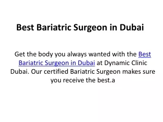 Best Bariatric Surgeon in Dubai