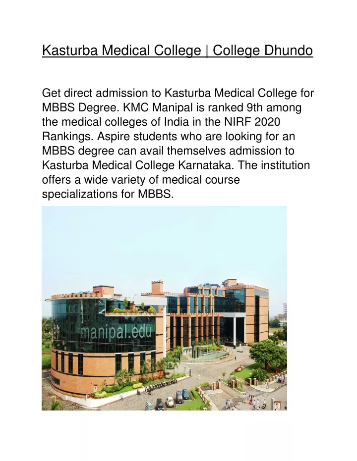 kasturba medical college college dhundo