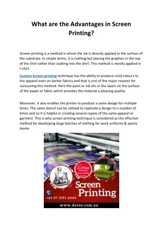 Screen Printing - Benefits in Detail