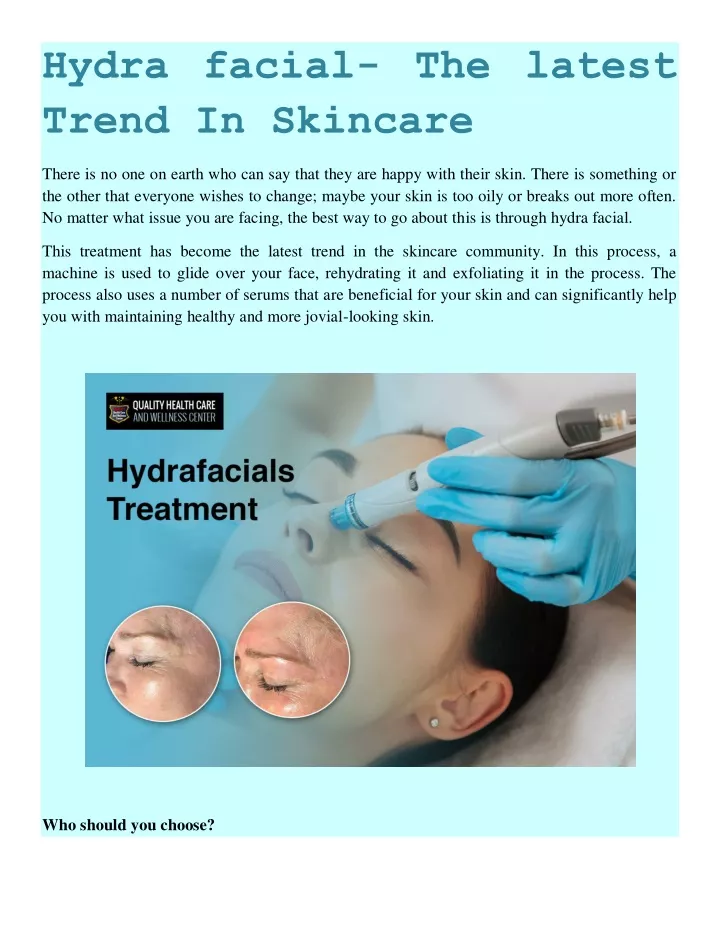 hydra facial the latest trend in skincare