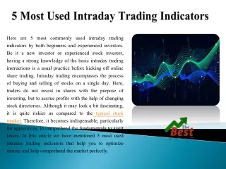 here are 5 most commonly used intraday trading