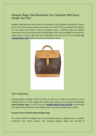 Designer Bags That Represents Your Character With Every Design You Own!