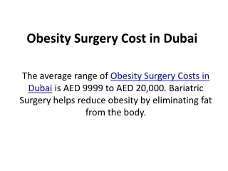Obesity Surgery Cost in Dubai
