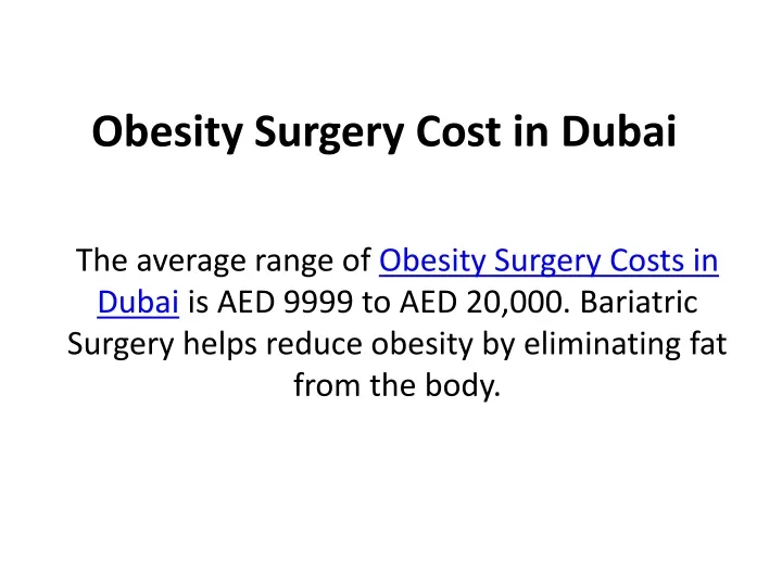 obesity surgery cost in dubai