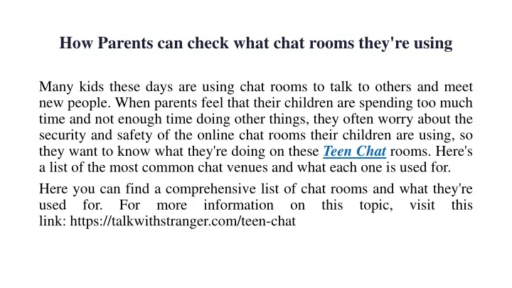 how parents can check what chat rooms they re using