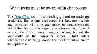 What teens must be aware of in chat rooms