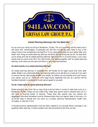 Estate Planning Attorneys Do You Need One
