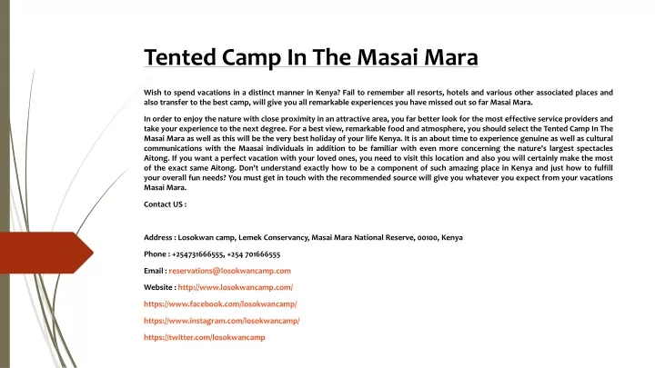 tented camp in the masai mara