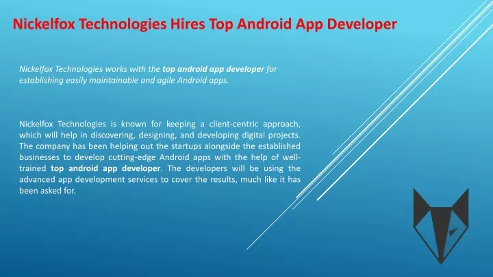 nickelfox technologies hires top android