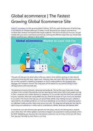 global ecommerce the fastest growing global