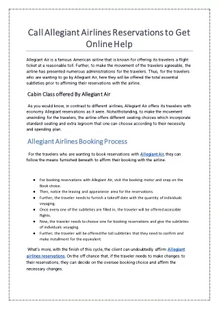 call allegiant airlines reservations to get call
