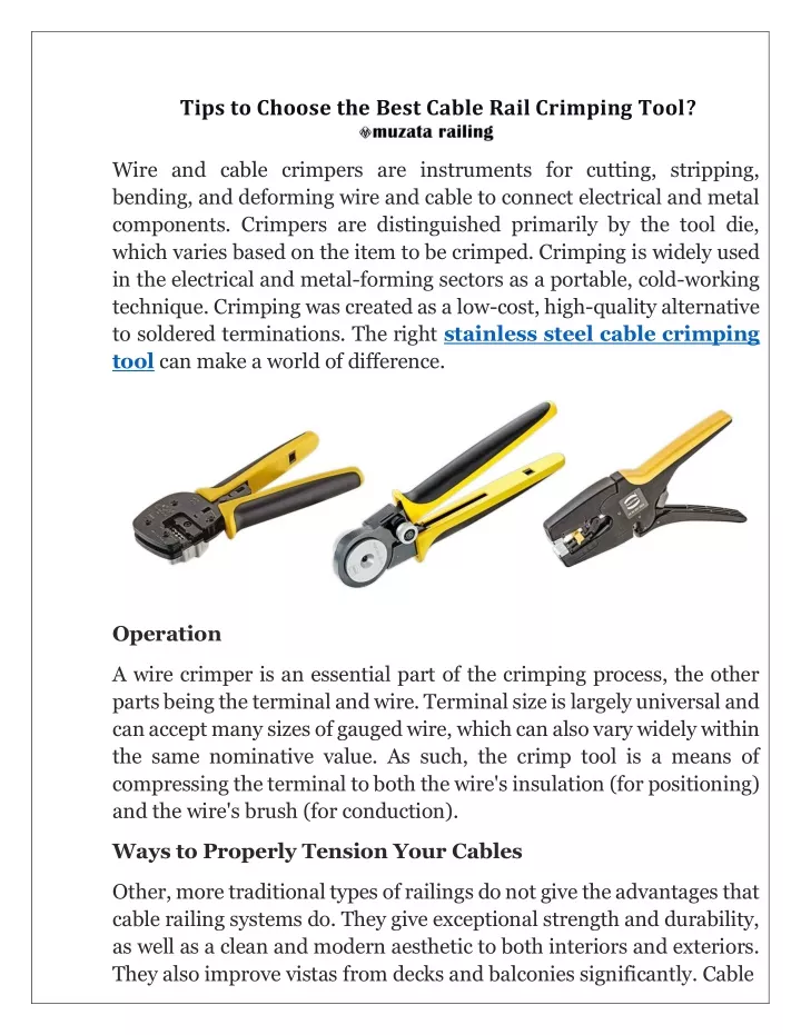 tips to choose the best cable rail crimping tool