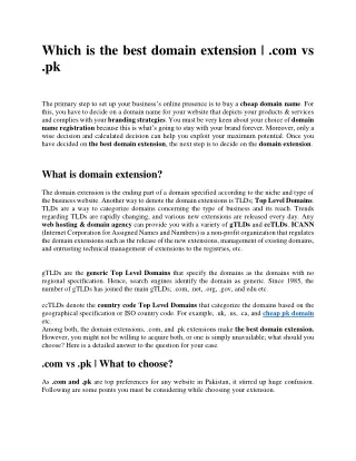 which is the best domain extension com vs pk
