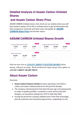 Discover the Latest Assam Carbon Share Price | Planify