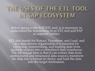 The Uses of the ETL Tool in SAP Ecosystem