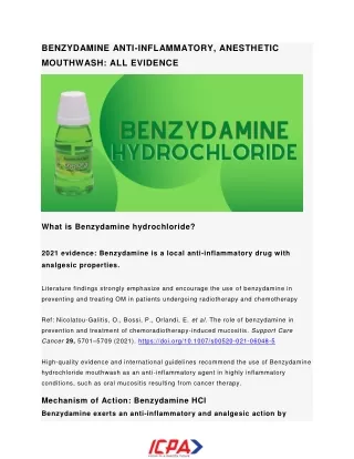 Benzydamine anti-inflammatory, anesthetic mouthwash: all evidence - ICPA Health