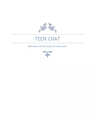 What teens must be aware of in chat rooms