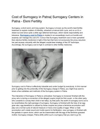 Cost of Surrogacy in Patna_ Surrogacy Centers in Patna - Ekmi Fertility