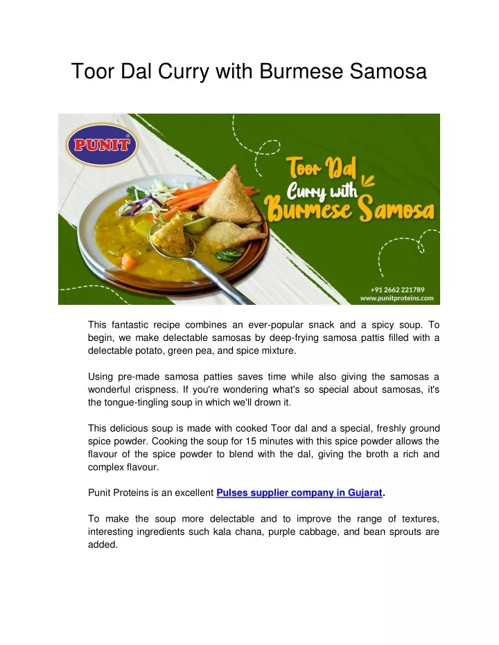 toor dal curry with burmese samosa