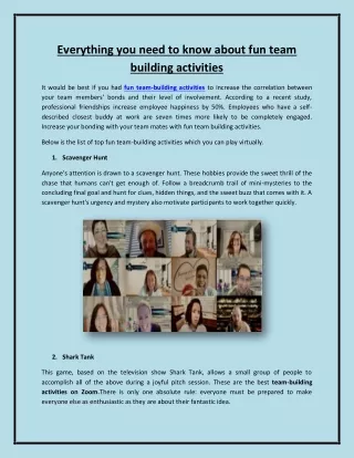 Everything you need to know about fun team building activities