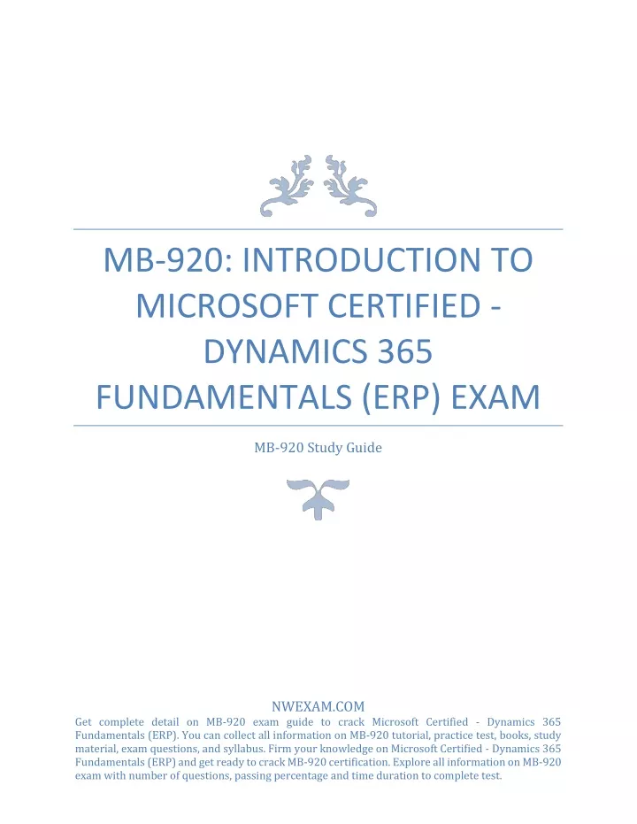 mb 920 introduction to microsoft certified