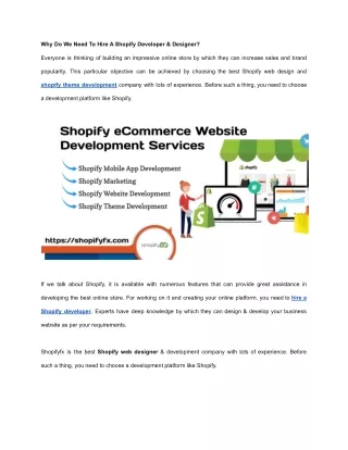 why do we need to hire a shopify developer